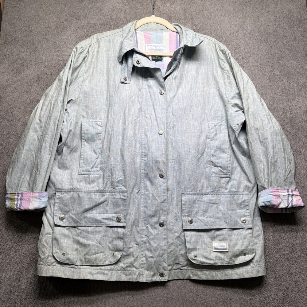Lauren Ralph Lauren Marine Supply Linen Jacket Light Green Utility Womens 1X